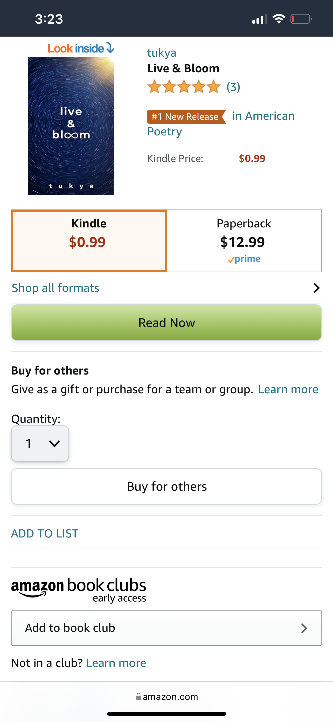 My book made #1 New Release in American Poetry