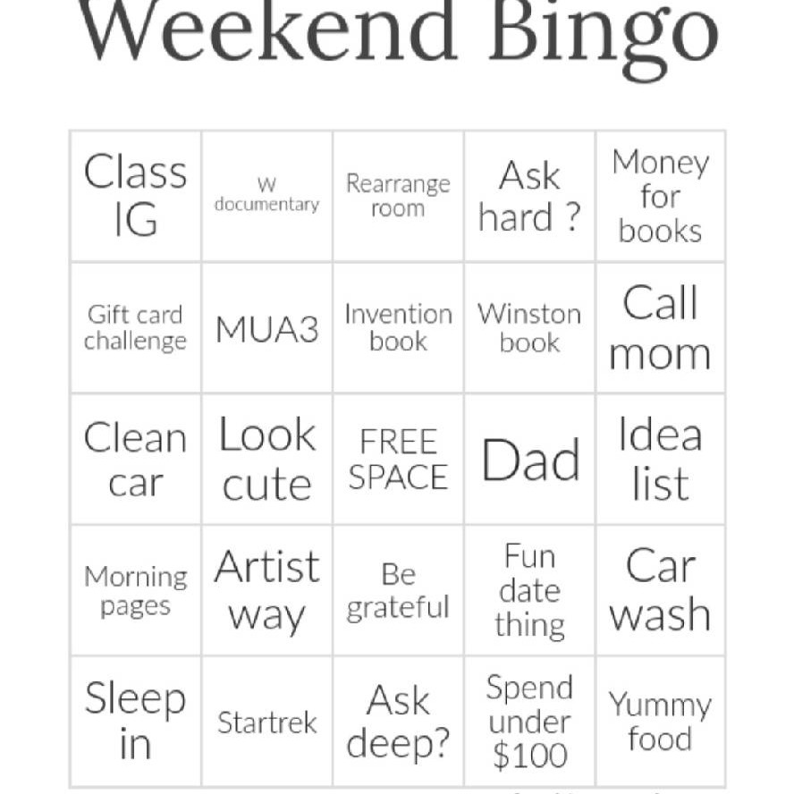 Weekend Bingo!